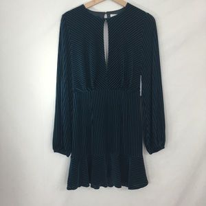 Ryse Turquoise Blue Velvet Long Sleeve Dress